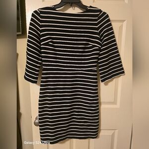 Old Navy black & white striped midi length 3/4 Sleeve dress size M Medium